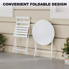 COZONY 3-Piece Folding Patio Bistro Set, Space-Saving Outdoor Table & Chairs with Sturdy Metal Frame, Weather-Resistant Furniture for Garden & Yard