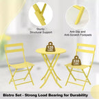COZONY 3-Piece Folding Patio Bistro Set, Space-Saving Outdoor Table & Chairs with Sturdy Metal Frame, Weather-Resistant Furniture for Garden & Yard