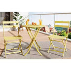 COZONY 3-Piece Folding Patio Bistro Set, Space-Saving Outdoor Table & Chairs with Sturdy Metal Frame, Weather-Resistant Furniture for Garden & Yard