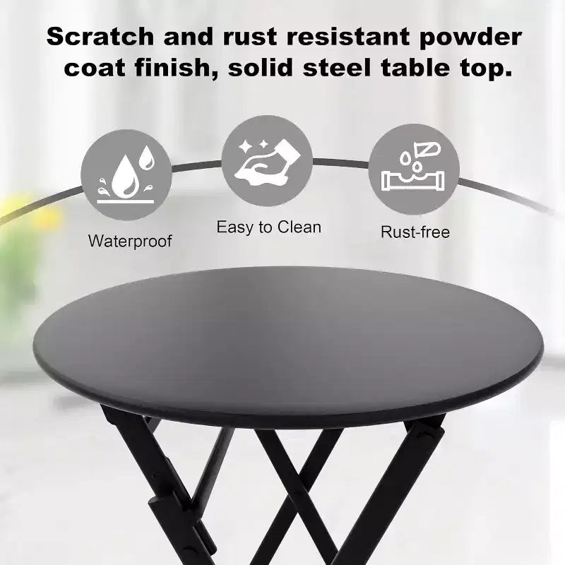 COZONY 3-Piece Folding Patio Bistro Set, Space-Saving Outdoor Table & Chairs with Sturdy Metal Frame, Weather-Resistant Furniture for Garden & Yard