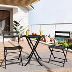 COZONY 3-Piece Folding Patio Bistro Set, Space-Saving Outdoor Table & Chairs with Sturdy Metal Frame, Weather-Resistant Furniture for Garden & Yard