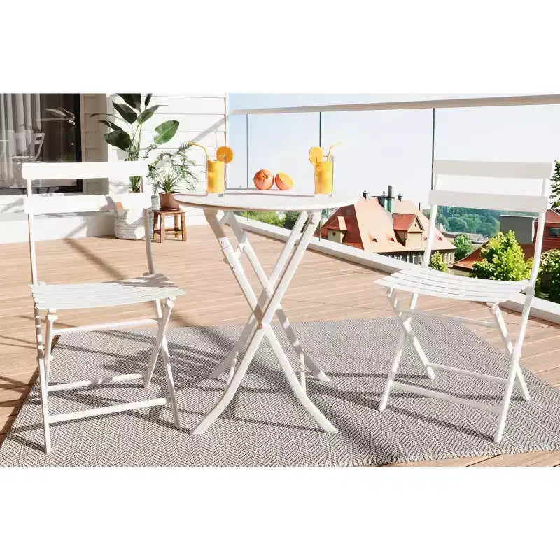 COZONY 3-Piece Folding Patio Bistro Set, Space-Saving Outdoor Table & Chairs with Sturdy Metal Frame, Weather-Resistant Furniture for Garden & Yard