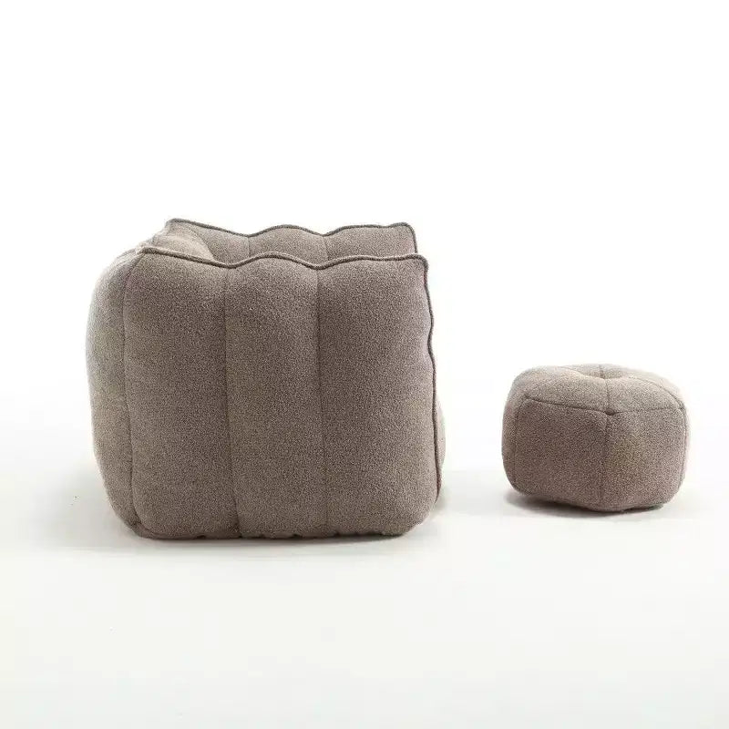 Okak Chenille Bean Bag Chair with Ottoman,Square Armrest Lounger Beanbag Chair & Footstool Set,High-Resilience Foam Couch for Living Room