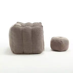 Okak Chenille Bean Bag Chair with Ottoman,Square Armrest Lounger Beanbag Chair & Footstool Set,High-Resilience Foam Couch for Living Room