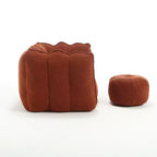 Okak Chenille Bean Bag Chair with Ottoman,Square Armrest Lounger Beanbag Chair & Footstool Set,High-Resilience Foam Couch for Living Room