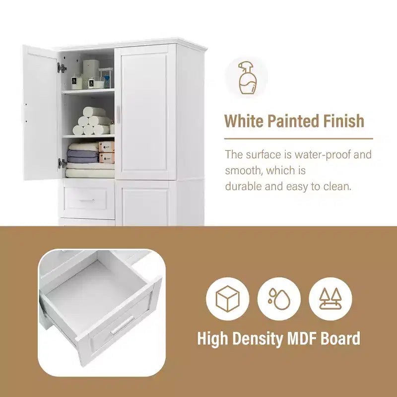 GDFStudio Sienna Modern Wood Freestanding Bathroom Storage Cabinet with Three Drawers and Adjustable Shelf