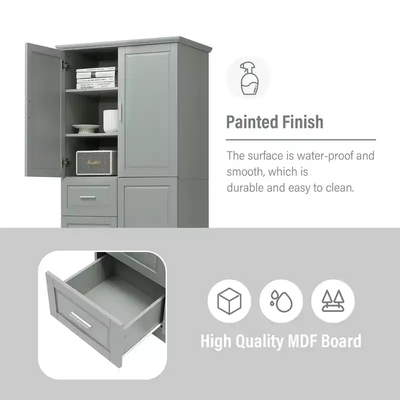 GDFStudio Sienna Modern Wood Freestanding Bathroom Storage Cabinet with Three Drawers and Adjustable Shelf