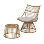 Outdoor Patio Bar Set of 2, Side Table and Upholstered Club Chair, Waterproof Rattan Wicker Conversation Set, Outdoor Bistro Set