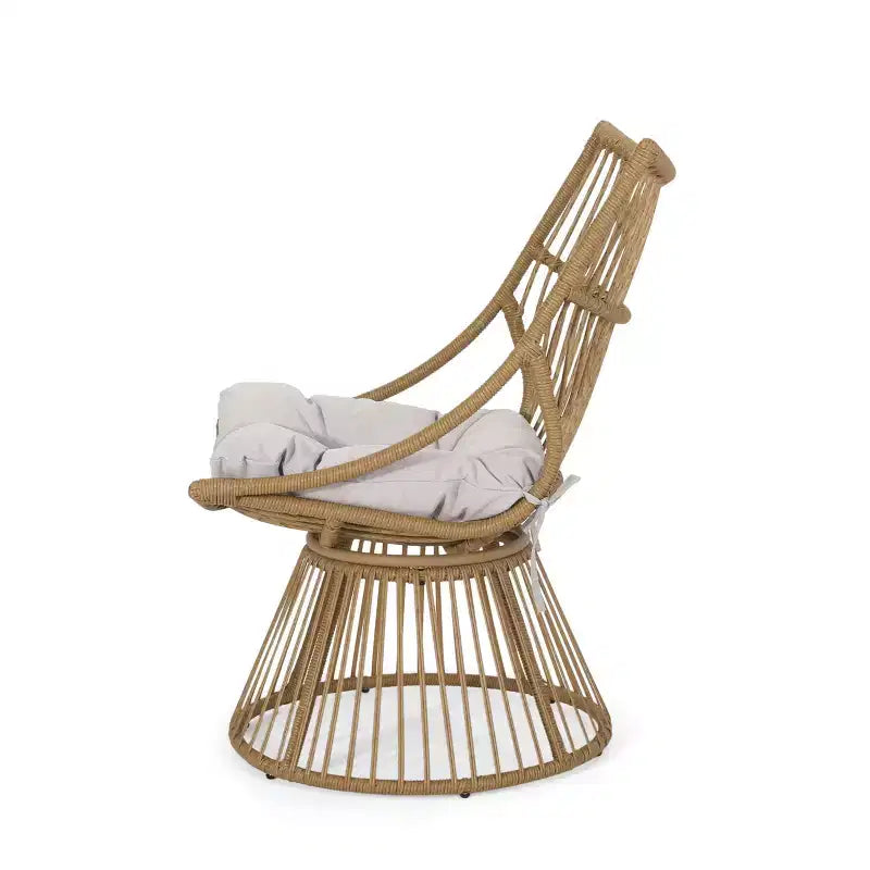 Outdoor Patio Bar Set of 2, Side Table and Upholstered Club Chair, Waterproof Rattan Wicker Conversation Set, Outdoor Bistro Set