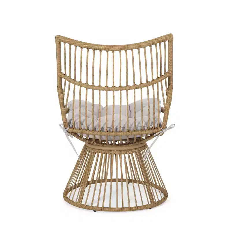 Outdoor Patio Bar Set of 2, Side Table and Upholstered Club Chair, Waterproof Rattan Wicker Conversation Set, Outdoor Bistro Set