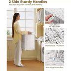 Greenstell Laundry Basket with Lid, Two Removable Inner Lining Bags, Two-compartment Garment Storage Basket