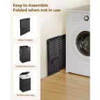 Greenstell Laundry Basket with Lid, Two Removable Inner Lining Bags, Two-compartment Garment Storage Basket