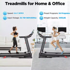 3HP Treadmill for Home with 9% Incline - 7.5MPH Max Speed, 300LBS Capacity, Bluetooth Speaker, Home Office Treadmills for Running Jogging Walking