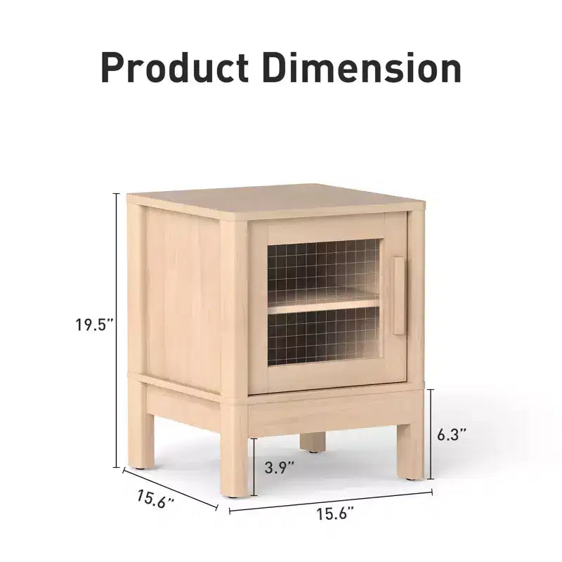 Bestier Modern Nightstand with Clear Acrylic Panel & Large Storage Space, 16x16x20 inch-Set of 2