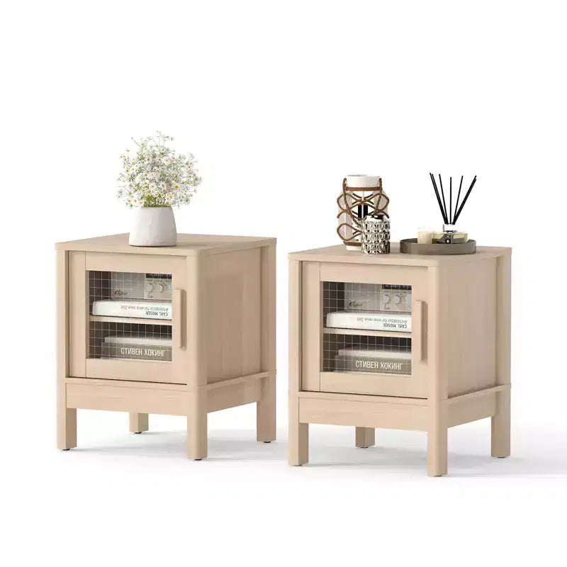 Bestier Modern Nightstand with Clear Acrylic Panel & Large Storage Space, 16x16x20 inch-Set of 2