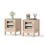 Bestier Modern Nightstand with Clear Acrylic Panel & Large Storage Space, 16x16x20 inch-Set of 2