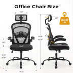 Ergonomic Office Chair, Computer Desk Chair Comfy with Flip-Up Armrests,Comfortable Lumbar Support Gaming Chairs for Bedroom,Study,Student,Wide Seat