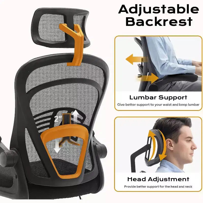 Ergonomic Office Chair, Computer Desk Chair Comfy with Flip-Up Armrests,Comfortable Lumbar Support Gaming Chairs for Bedroom,Study,Student,Wide Seat