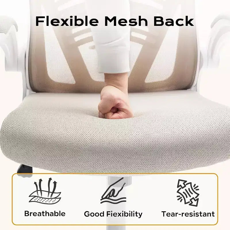 Ergonomic Office Chair, Computer Desk Chair Comfy with Flip-Up Armrests,Comfortable Lumbar Support Gaming Chairs for Bedroom,Study,Student,Wide Seat