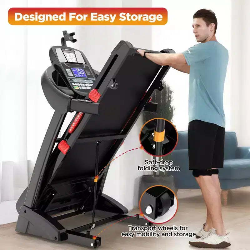 Famistar 4.5HP Folding Treadmill on Sale for Home with 20 Levels Auto Incline, 300LB Capacity, 12MPH Speed Controls, App Control, New Version, Black