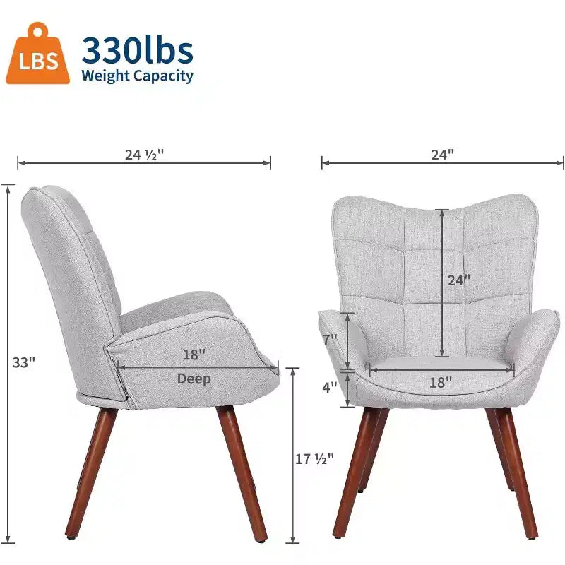 Upholstered Dining Chairs, Mid Century High Back Chairs with Oak Legs, Farmhouse Style for Kitchen, Dining Room, Living Room, Restaurant