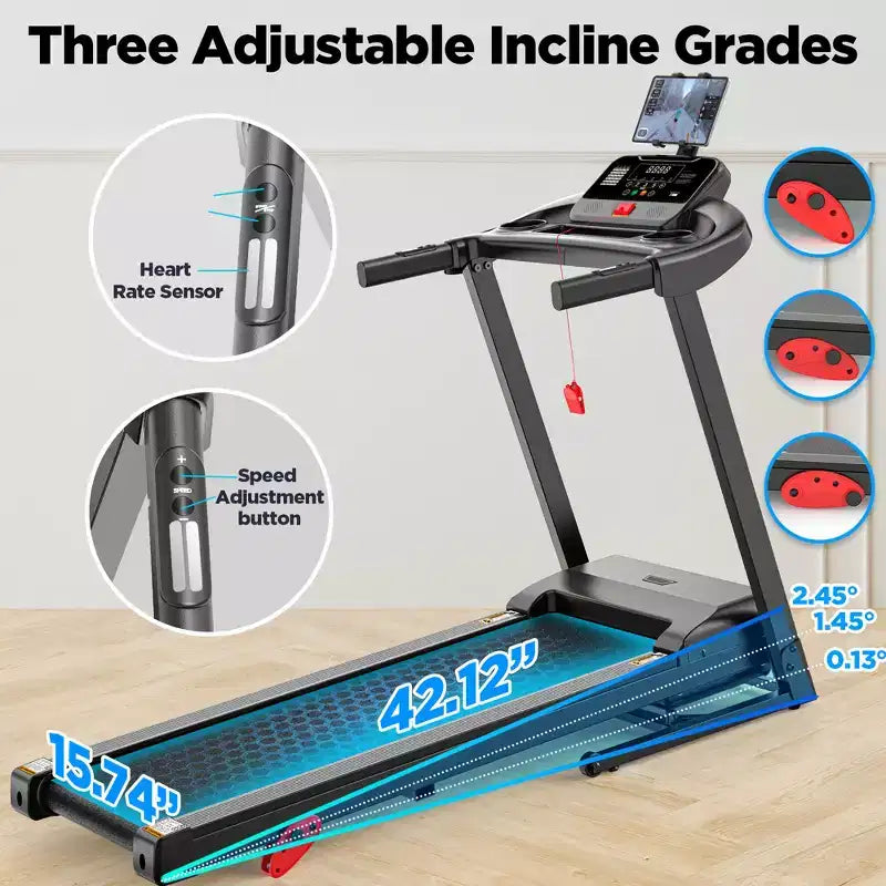 Treadmills on sale - 330 lb Capacity, 3.5HP Folding Electric Treadmill Up to 7.5 MPH Speed, Running Machine with Bluetooth Speaker for Home/Office