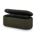 Okak Modern Oval Storage Ottoman Bench with Safety Hinge, Upholstered Entryway Bench, End Of Bed Bench for Living Room, Entryway