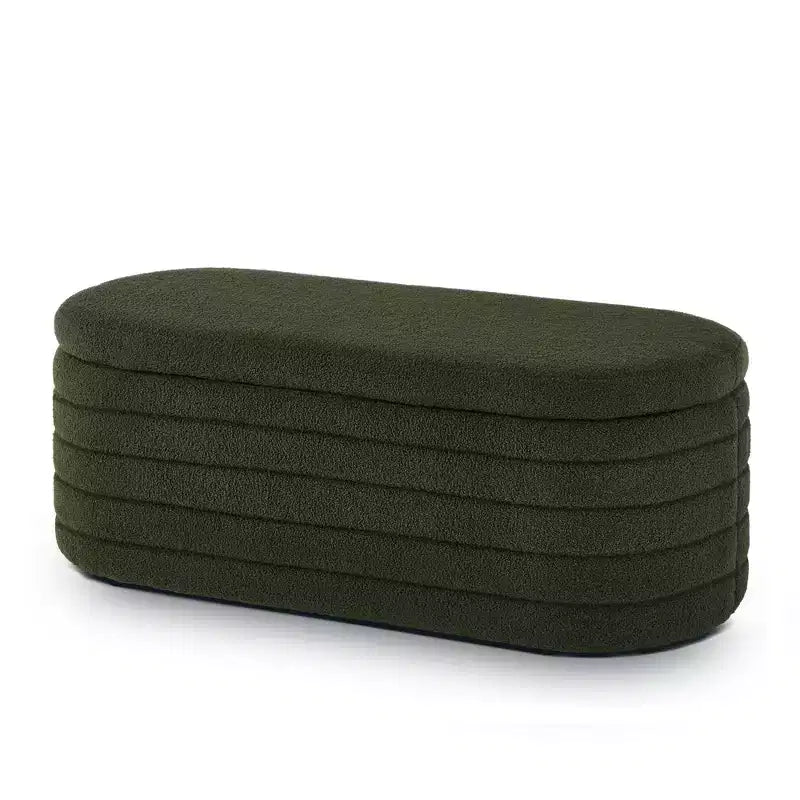 Okak Modern Oval Storage Ottoman Bench with Safety Hinge, Upholstered Entryway Bench, End Of Bed Bench for Living Room, Entryway