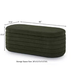 Okak Modern Oval Storage Ottoman Bench with Safety Hinge, Upholstered Entryway Bench, End Of Bed Bench for Living Room, Entryway
