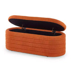 Okak Modern Oval Storage Ottoman Bench with Safety Hinge, Upholstered Entryway Bench, End Of Bed Bench for Living Room, Entryway