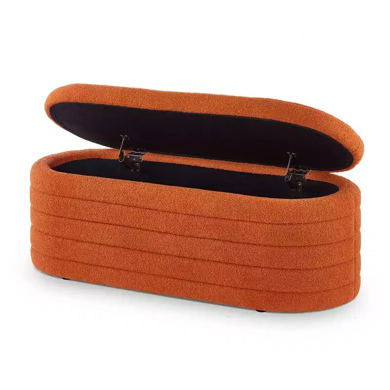 Okak Modern Oval Storage Ottoman Bench with Safety Hinge, Upholstered Entryway Bench, End Of Bed Bench for Living Room, Entryway