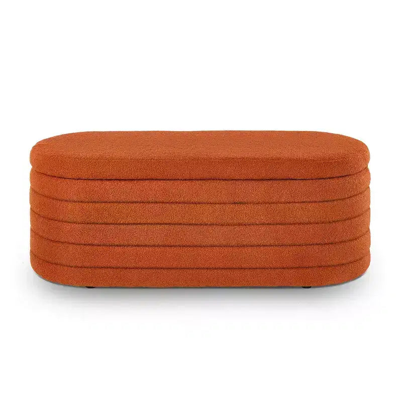 Okak Modern Oval Storage Ottoman Bench with Safety Hinge, Upholstered Entryway Bench, End Of Bed Bench for Living Room, Entryway