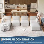 Oversized Modular Sectional Sofa,4/6 Seater Sectional Couch,104 L/136 U Shaped Sofa with Movable Ottoman,Convertible Modular Couch for Living Room