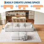Oversized Modular Sectional Sofa,4/6 Seater Sectional Couch,104 L/136 U Shaped Sofa with Movable Ottoman,Convertible Modular Couch for Living Room