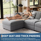 Oversized Modular Sectional Sofa,4/6 Seater Sectional Couch,104 L/136 U Shaped Sofa with Movable Ottoman,Convertible Modular Couch for Living Room