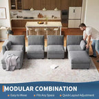 Oversized Modular Sectional Sofa,4/6 Seater Sectional Couch,104 L/136 U Shaped Sofa with Movable Ottoman,Convertible Modular Couch for Living Room