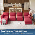 Oversized Modular Sectional Sofa,4/6 Seater Sectional Couch,104 L/136 U Shaped Sofa with Movable Ottoman,Convertible Modular Couch for Living Room