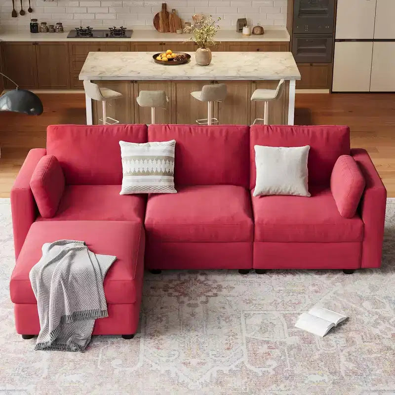 Oversized Modular Sectional Sofa,4/6 Seater Sectional Couch,104 L/136 U Shaped Sofa with Movable Ottoman,Convertible Modular Couch for Living Room