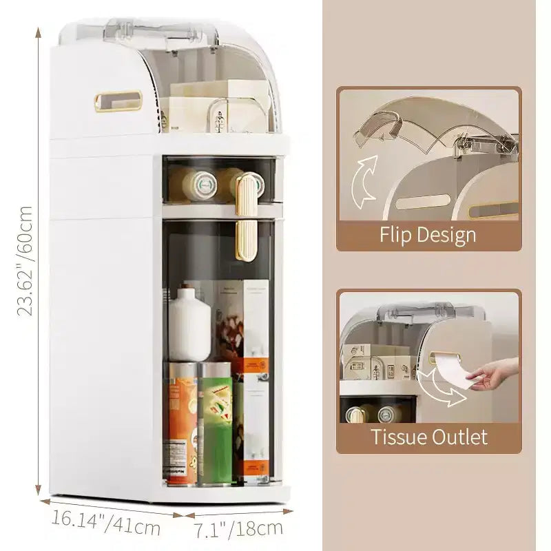 Ultra-Thin Storage Cabinet with Wheels - 3-Tier Slim Narrow Organizer for Small Spaces, Transparent Drawers, Waterproof & Sturdy ABS+PP