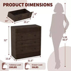 COZONY 3/5 Drawer Dresser, Wide Fluted Wooden Storage Cabinet with Smooth Glide Drawers, Modern Wooden Nightstand