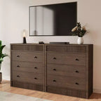 COZONY 3/5 Drawer Dresser, Wide Fluted Wooden Storage Cabinet with Smooth Glide Drawers, Modern Wooden Nightstand