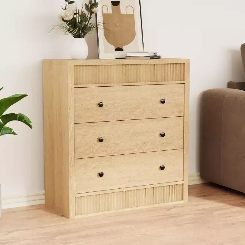 COZONY 3/5 Drawer Dresser, Wide Fluted Wooden Storage Cabinet with Smooth Glide Drawers, Modern Wooden Nightstand