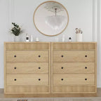 COZONY 3/5 Drawer Dresser, Wide Fluted Wooden Storage Cabinet with Smooth Glide Drawers, Modern Wooden Nightstand