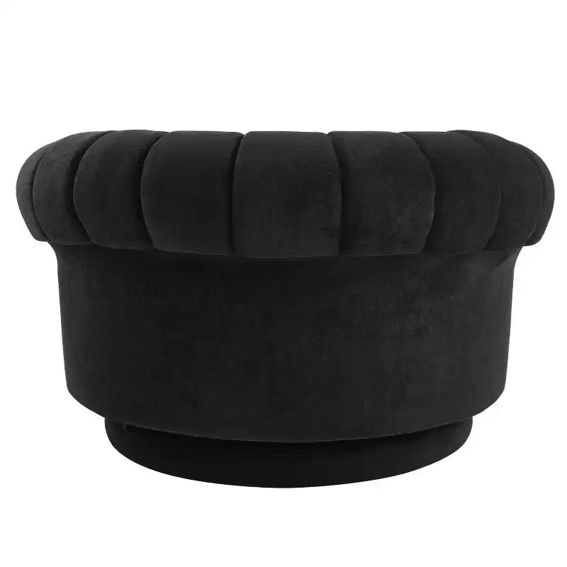 Modern Swivel Accent Chair with Thick Cushioning, Chenille Round Club Chair, 360 Rotating Barrel Chair for Living Room or Apartment-Panipeachy