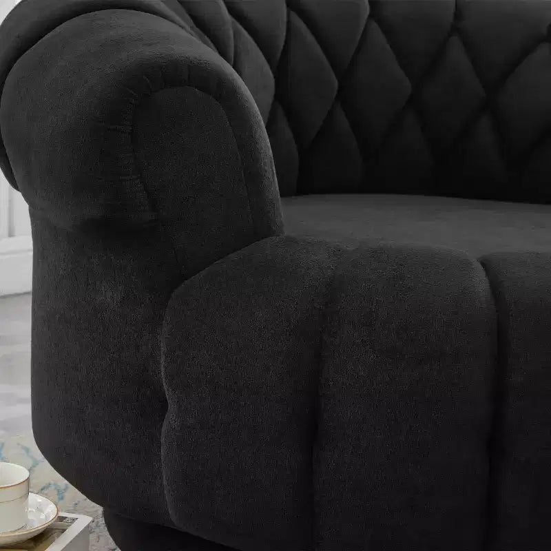 Modern Swivel Accent Chair with Thick Cushioning, Chenille Round Club Chair, 360 Rotating Barrel Chair for Living Room or Apartment-Panipeachy