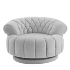Modern Swivel Accent Chair with Thick Cushioning, Chenille Round Club Chair, 360 Rotating Barrel Chair for Living Room or Apartment-Panipeachy