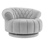 Modern Swivel Accent Chair with Thick Cushioning, Chenille Round Club Chair, 360 Rotating Barrel Chair for Living Room or Apartment-Panipeachy