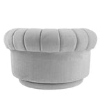 Modern Swivel Accent Chair with Thick Cushioning, Chenille Round Club Chair, 360 Rotating Barrel Chair for Living Room or Apartment-Panipeachy