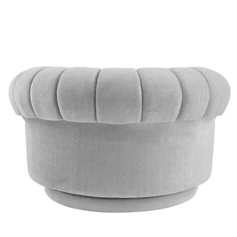 Modern Swivel Accent Chair with Thick Cushioning, Chenille Round Club Chair, 360 Rotating Barrel Chair for Living Room or Apartment-Panipeachy