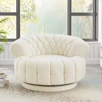 Modern Swivel Accent Chair with Thick Cushioning, Chenille Round Club Chair, 360 Rotating Barrel Chair for Living Room or Apartment-Panipeachy